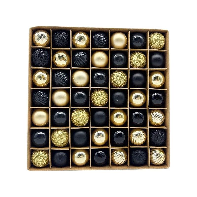 49-Piece Christmas Ornament Set - 3cm Black, Gold Baubles for Christmas Tree Decoration - Magdasmall