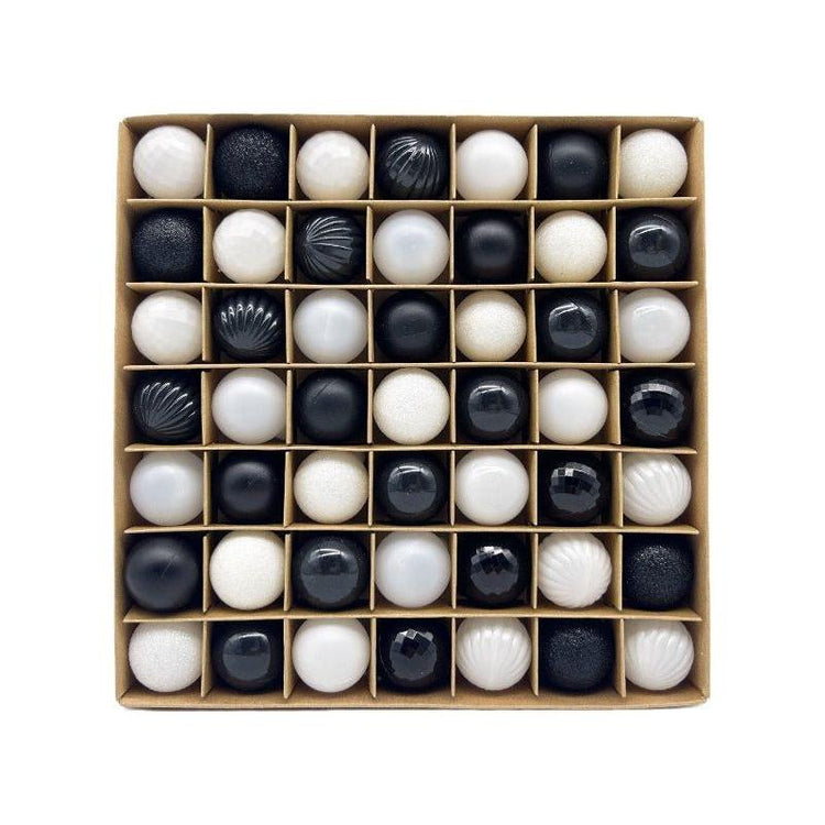 49-Piece Christmas Ornament Set - 3cm Black, White Baubles for Christmas Tree Decoration - Magdasmall
