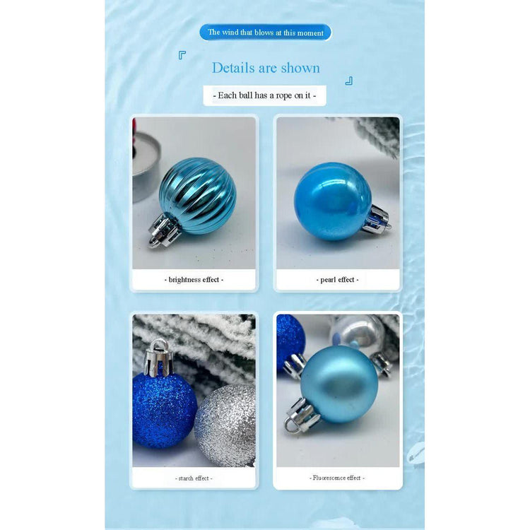 49-Piece Christmas Ornament Set - 3cm Blue, Silver Baubles for Christmas Tree Decoration - Magdasmall