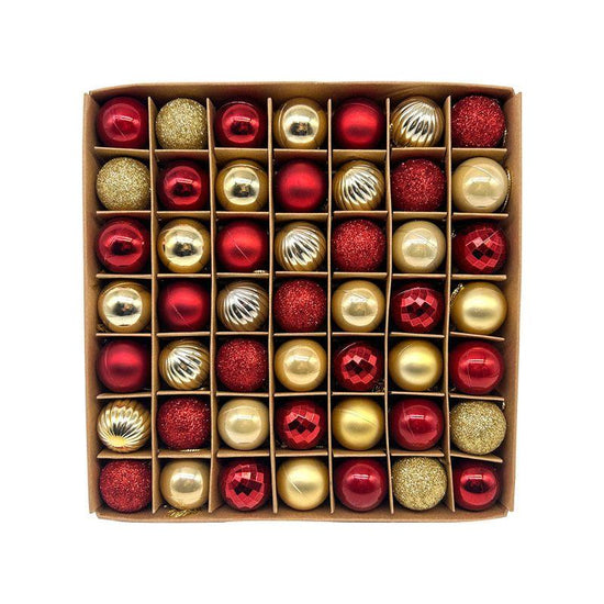 49-Piece Christmas Ornament Set - 3cm Red, Gold Baubles for Christmas Tree Decoration - Magdasmall