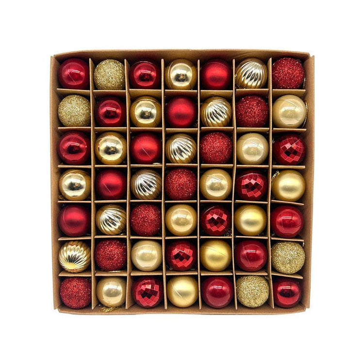 49-Piece Christmas Ornament Set - 3cm Red, Gold Baubles for Christmas Tree Decoration - Magdasmall