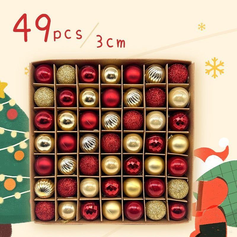 49-Piece Christmas Ornament Set - 3cm Red, Gold Baubles for Christmas Tree Decoration - Magdasmall