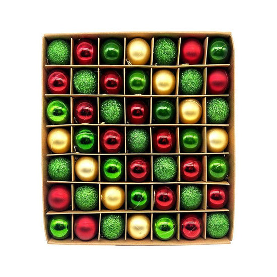 49-Piece Christmas Ornament Set - 3cm Red, Green,Gold Baubles for Christmas Tree Decoration - Magdasmall