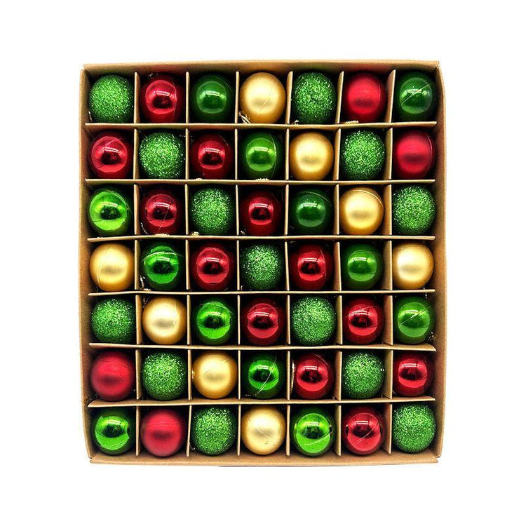 49-Piece Christmas Ornament Set - 3cm Red, Green,Gold Baubles for Christmas Tree Decoration - Magdasmall