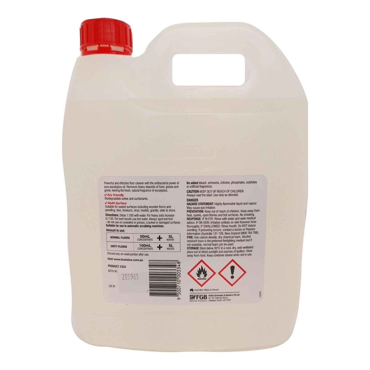 4L Floor Cleaner Concentrate Bosistos Heavy Duty Surface Cleaning Eucalyptus Oil - Magdasmall
