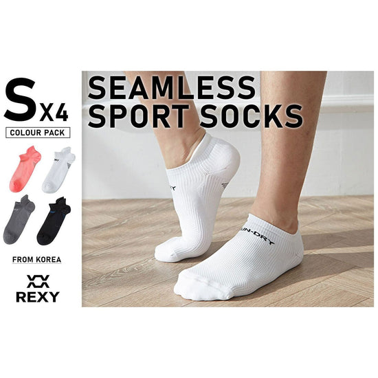 4X Rexy Seamless Sport Sneakers Socks Small Non-Slip Heel Tab MULTI COLOUR - Magdasmall