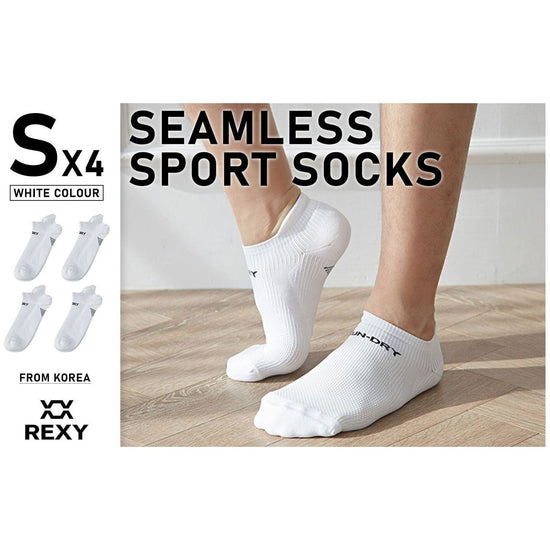 4X Rexy Seamless Sport Sneakers Socks Small Non-Slip Heel Tab WHITE - Magdasmall