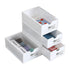 4 Pcs Set Stackable Desktop storage Box Drawer Transparent Plastic Stationery Cosmetic Organizer Box(White) - Magdasmall