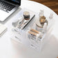 4 Pcs Set Stackable Desktop storage Box Drawer Transparent Plastic Stationery Cosmetic Organizer Box(White) - Magdasmall