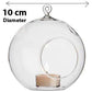 4 x Hanging Clear Glass Ball Tealight Candle Holder  - 10cm Diameter / High - Wedding Globe Decoration Terrarium Succulent Plant Mini Garden Holder Decor Craft Gift - Magdasmall
