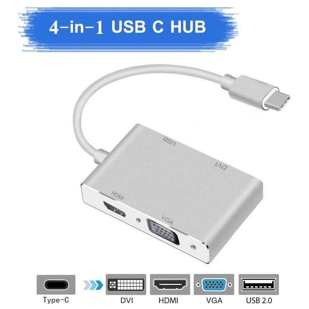 4in1 USB 3.1 Type-C Hub to HDMI Video Adapter 4K Male to Female Converter - Magdasmall