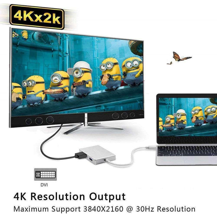 4in1 USB 3.1 Type-C Hub to HDMI Video Adapter 4K Male to Female Converter - Magdasmall