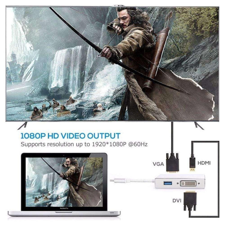 4in1 USB 3.1 Type-C Hub to HDMI Video Adapter 4K Male to Female Converter - Magdasmall