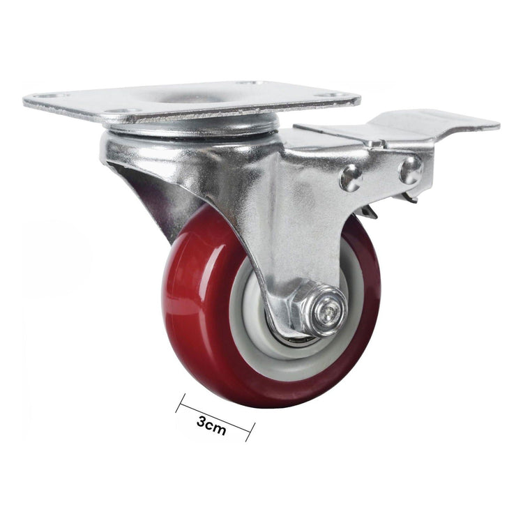 4x 3 inch Heavy Duty 2x Fixed + 2x Swivel Casters Load 300kg Castor Caster Wheels Swivel Casters with Brakes - Magdasmall