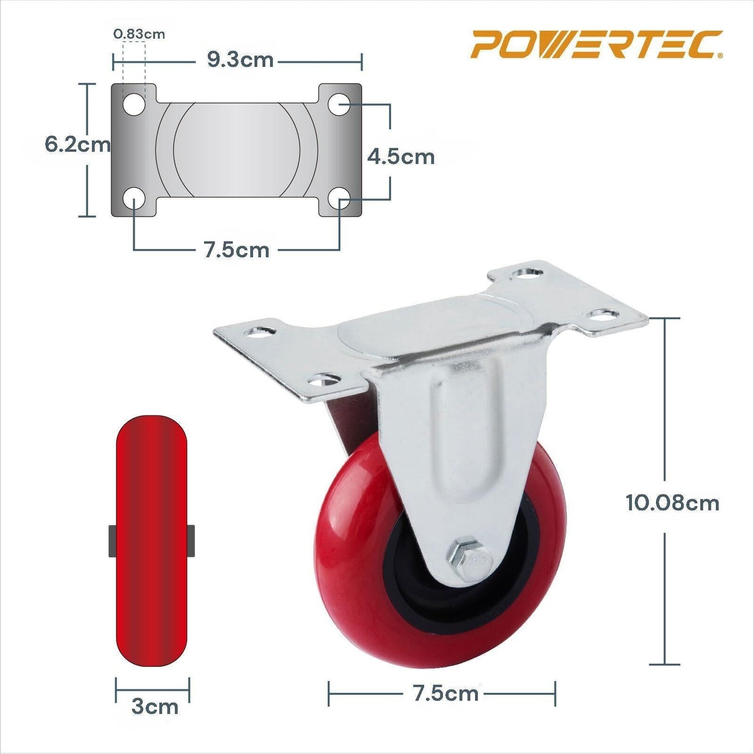 4x 3 inch Heavy Duty 2x Fixed + 2x Swivel Casters Load 300kg Castor Caster Wheels Swivel Casters with Brakes - Magdasmall