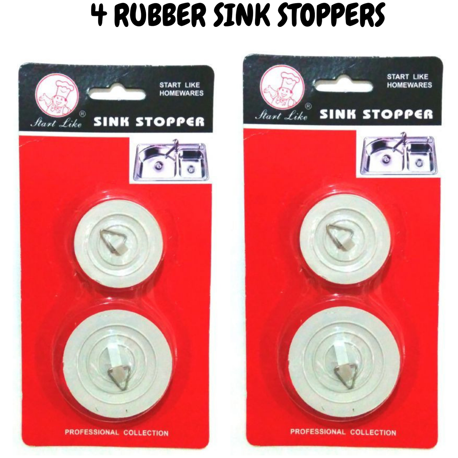 4x BATH AND SINK PLUGS Basin Bath Stopper Chrome Rubber 42mm 54mm - Magdasmall