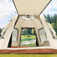 5-8 Person Hexagonal Camping Tent | Double-Layer Silver Coated Waterproof Shelter with Awning (280*280*158cm) - Magdasmall