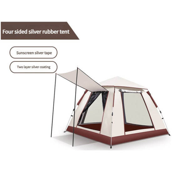 5-8 Person Square Camping Tent | Double-Layer Silver Coated Waterproof Shelter with Awning (240*240*155cm) - Magdasmall