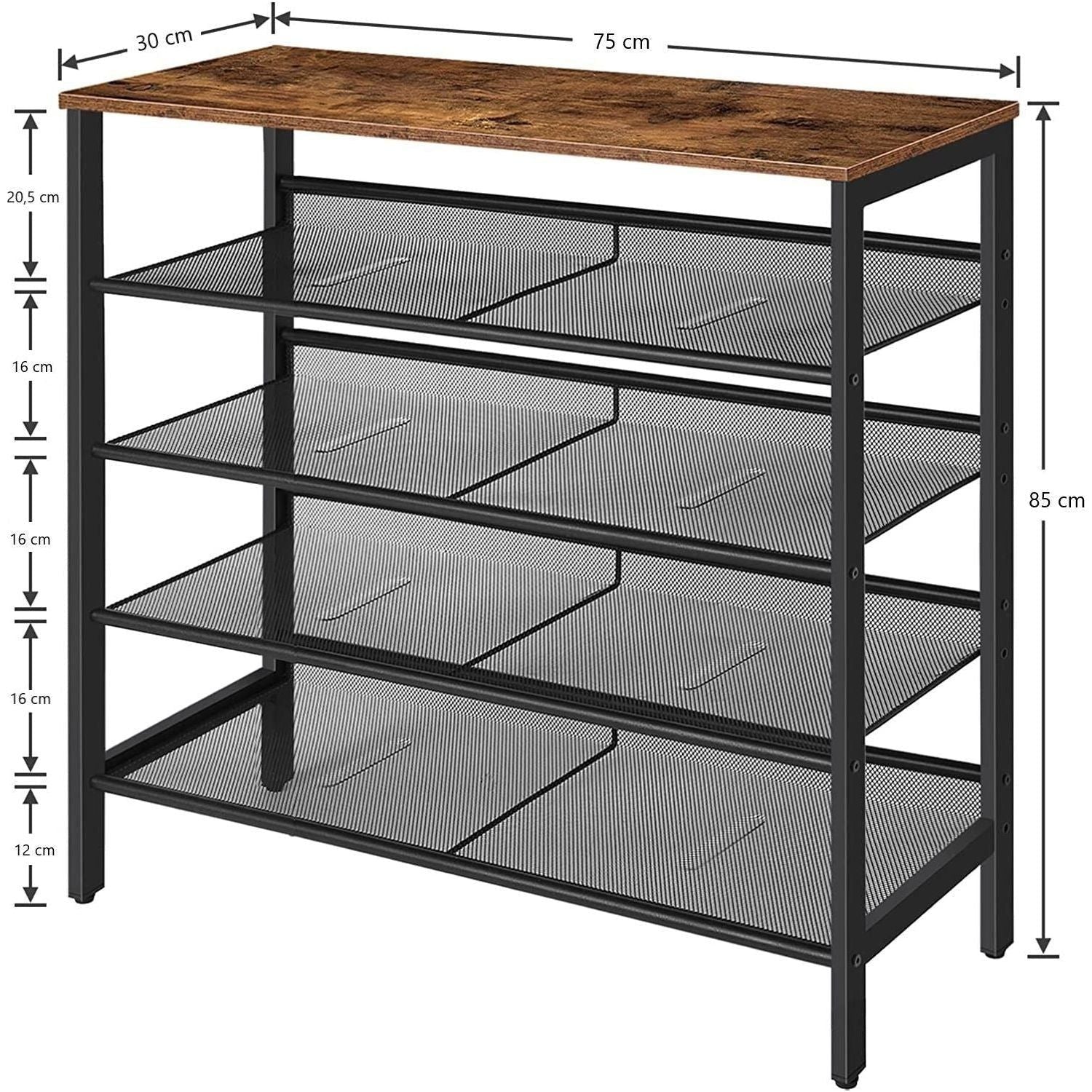 5-Tier Shoe Rack, Industrial Shoe Organizer Storage Bench - Magdasmall