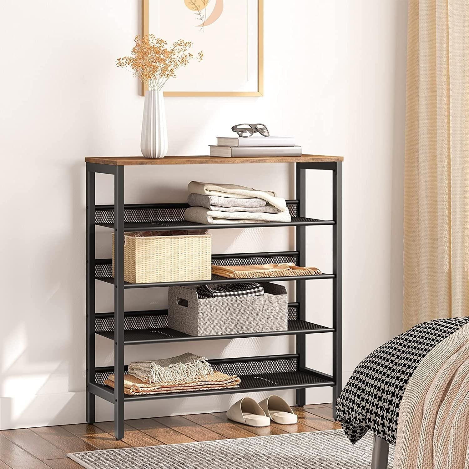 5-Tier Shoe Rack, Industrial Shoe Organizer Storage Bench - Magdasmall