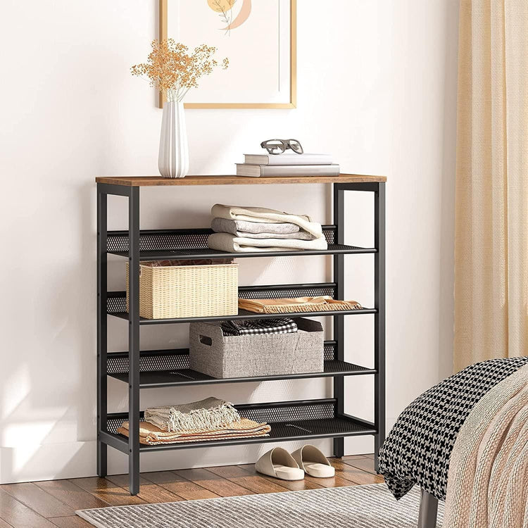 5-Tier Shoe Rack, Industrial Shoe Organizer Storage Bench - Magdasmall