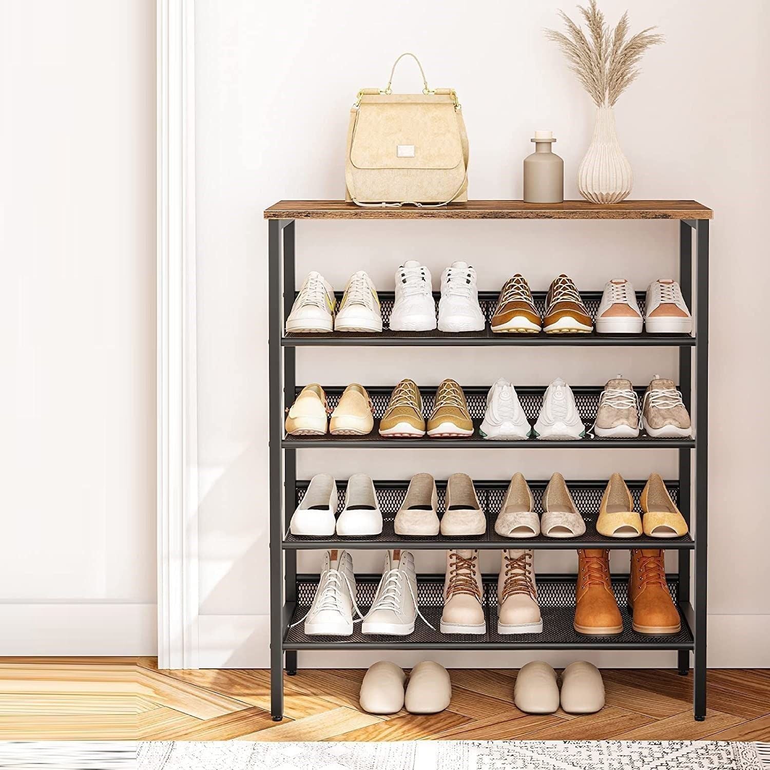 5-Tier Shoe Rack, Industrial Shoe Organizer Storage Bench - Magdasmall
