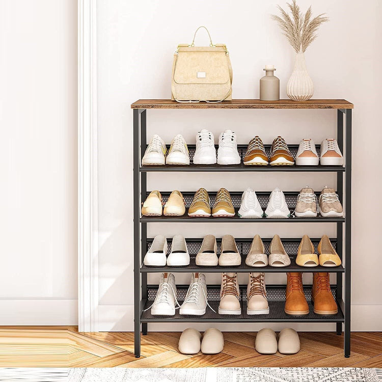 5-Tier Shoe Rack, Industrial Shoe Organizer Storage Bench - Magdasmall