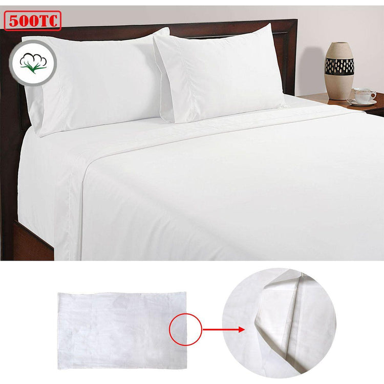 500TC 100% Cotton Sheet Set White Queen - Magdasmall