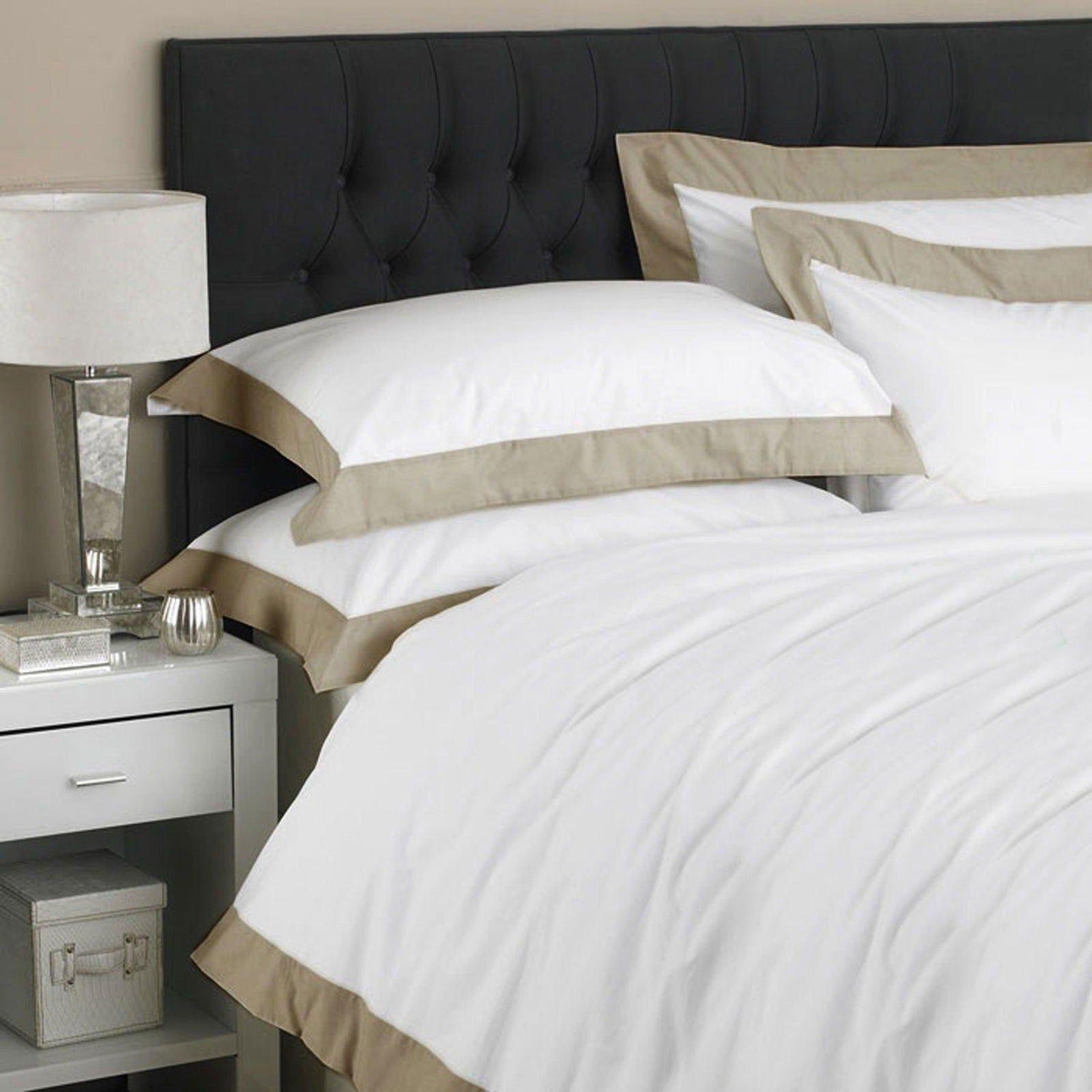 500TC Egyptian Cotton Linen Flange Quilt Cover Set Queen - Magdasmall