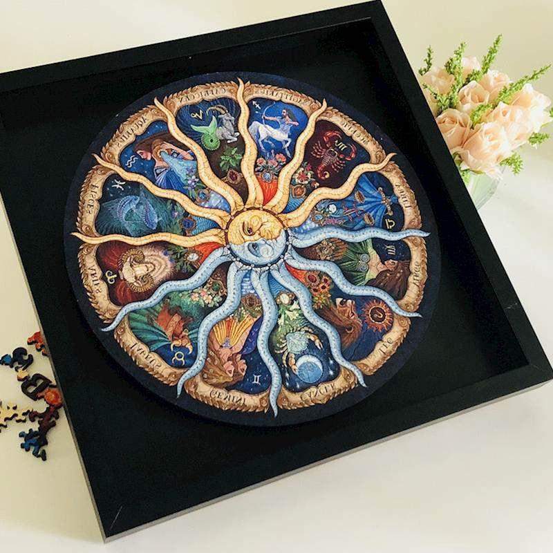 500 Piece Zodiac Circle Jigsaw Puzzle - Colorful Astrology Sun and Moon Jigsaw Puzzle for Adults and Kids - Magdasmall