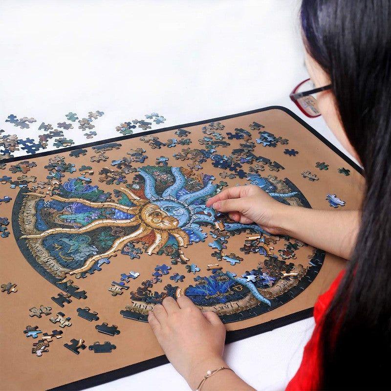 500 Piece Zodiac Circle Jigsaw Puzzle - Colorful Astrology Sun and Moon Jigsaw Puzzle for Adults and Kids - Magdasmall