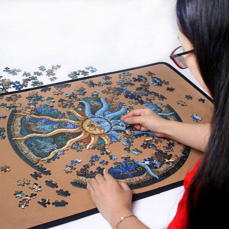 500 Piece Zodiac Circle Jigsaw Puzzle - Colorful Astrology Sun and Moon Jigsaw Puzzle for Adults and Kids - Magdasmall