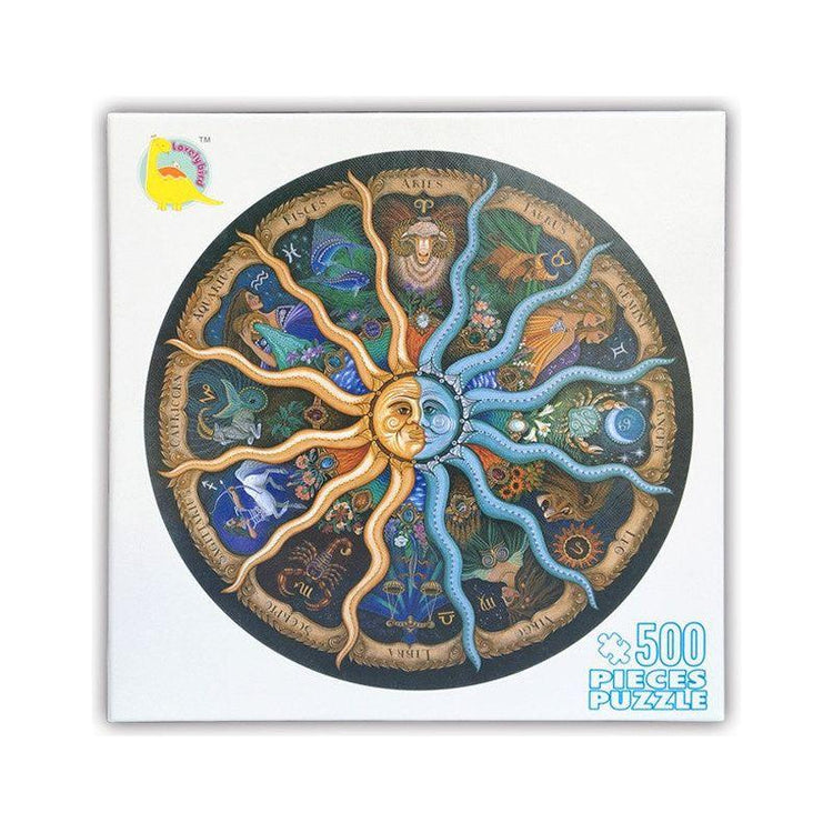 500 Piece Zodiac Circle Jigsaw Puzzle - Colorful Astrology Sun and Moon Jigsaw Puzzle for Adults and Kids - Magdasmall