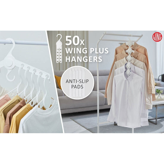 50X Plus Hanger Multiple Clothes Rack Organizer Foldable 10 Holes WHITE - Magdasmall