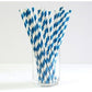 50 Pack Blue White Drinking Straws Biodegradable Eco Paper Birthday Party Event Bistro Bar Cafe Take Away - Magdasmall