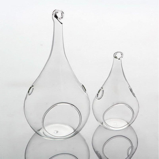 50 Wholesale Pack of Hanging Clear Glass Tealight Candle Holder Tear Drop Pear Shape - 12cm High - Terrarium Plant Mini Garden Holder Decor - Magdasmall