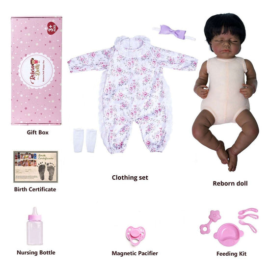 50cm Reborn Baby Doll African America Cloth Body - Magdasmall