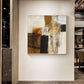 50cmx50cm Abstract gold brown painting style Gold Frame Canvas Wall Art - Magdasmall