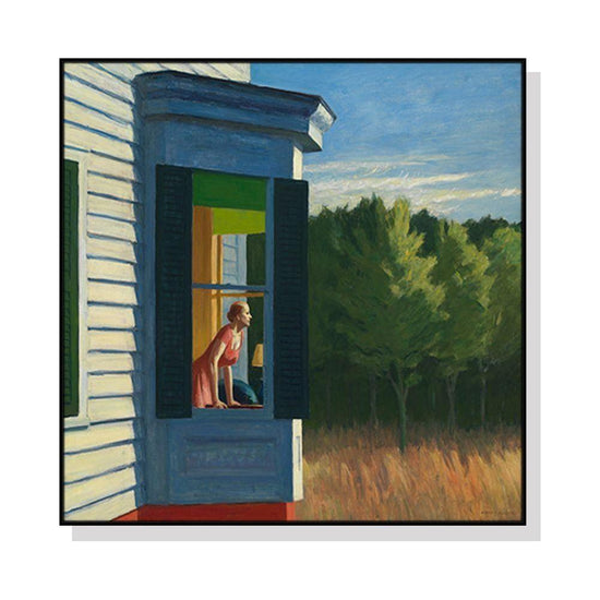 50cmx50cm Cape Cod Morning By Edward Hopper Black Frame Canvas Wall Art - Magdasmall