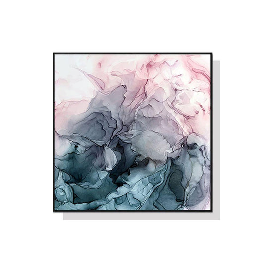 50cmx50cm Marbled Pink Grey Black Frame Canvas Wall Art - Magdasmall