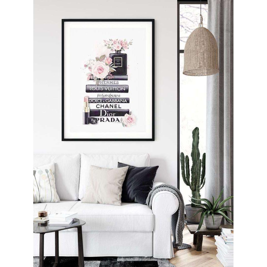 50cmx70cm Fashion Book Black Frame Canvas Wall Art - Magdasmall