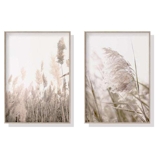 50cmx70cm Pampas Grass 2 Sets Wood Frame Canvas Wall Art - Magdasmall