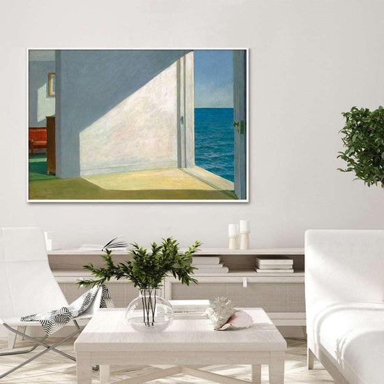 50cmx70cm Room By The Sea By Edward Hopper White Frame Canvas Wall Art - Magdasmall