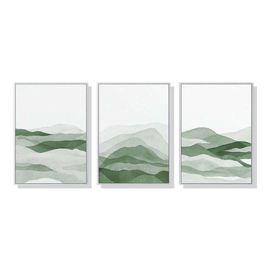 50cmx70cm Sage Green 3 Sets White Frame Canvas Wall Art - Magdasmall