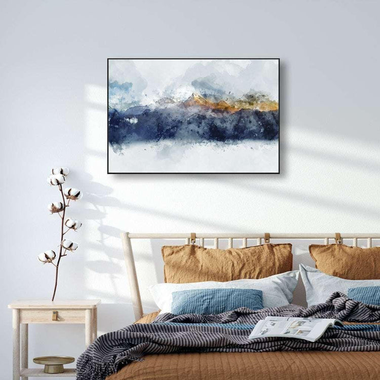 50cmx70cm Abstract Sunlight Mountains Black Frame Canvas Wall Art - Magdasmall