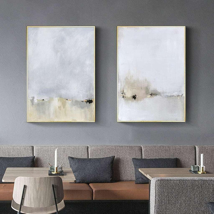 50cmx70cm Abstract golden white 3 Sets Gold Frame Canvas Wall Art - Magdasmall