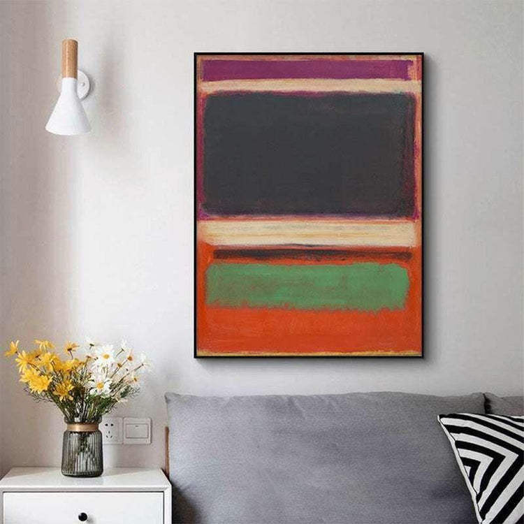 50cmx70cm Black Orange Green By Mark Rothko Black Frame Canvas Wall Art - Magdasmall