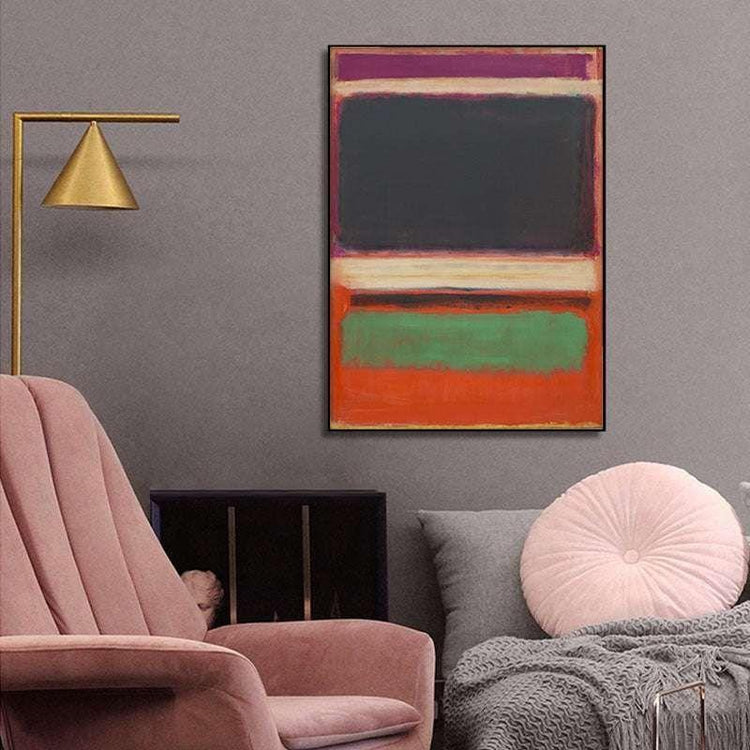 50cmx70cm Black Orange Green By Mark Rothko Black Frame Canvas Wall Art - Magdasmall