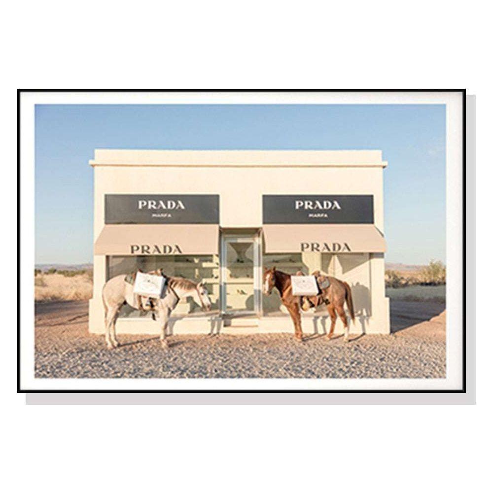 50cmx70cm Horses Fashion Black Frame Canvas Wall Art - Magdasmall