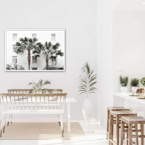 50cmx70cm Palm Tree White Frame Canvas Wall Art - Magdasmall